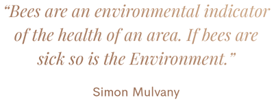 “Bees are an environmental indicator of the health of an area. If bees are sick so is the Environment.” Simon Mulvany